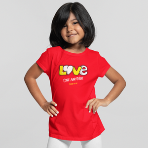 Red "Love one another" girls christian t-shirt