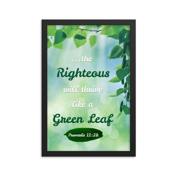 Righteous will thrive like a Green Leaf - Framed Poster (12 X 18 inches)