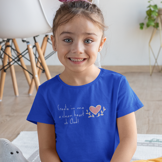 Royal Blue "Create in me a clean heart oh God" girls christian t-shirt