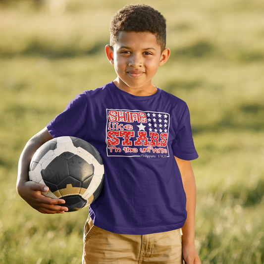 Navy Blue "Shine like stars in the universe" boys christian t-shirt