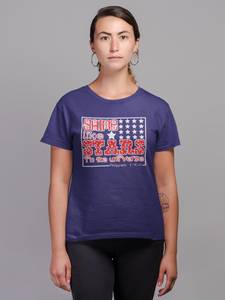 Navy Blue "Shine like stars in the universe" women's christian t-shirt