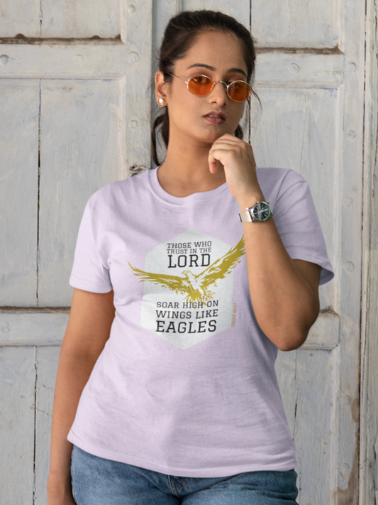 "Soar high on wings like Eagles" womens Christian t-shirt