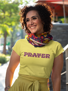 Yellow "Take it to the Lord in Prayer" women's christian t-shirt