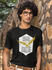 Black "Soar high on wings like Eagles" unisex christian t-shirt