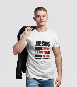 White "Jesus - Way, Truth and Life" unisex Christian t-shirt