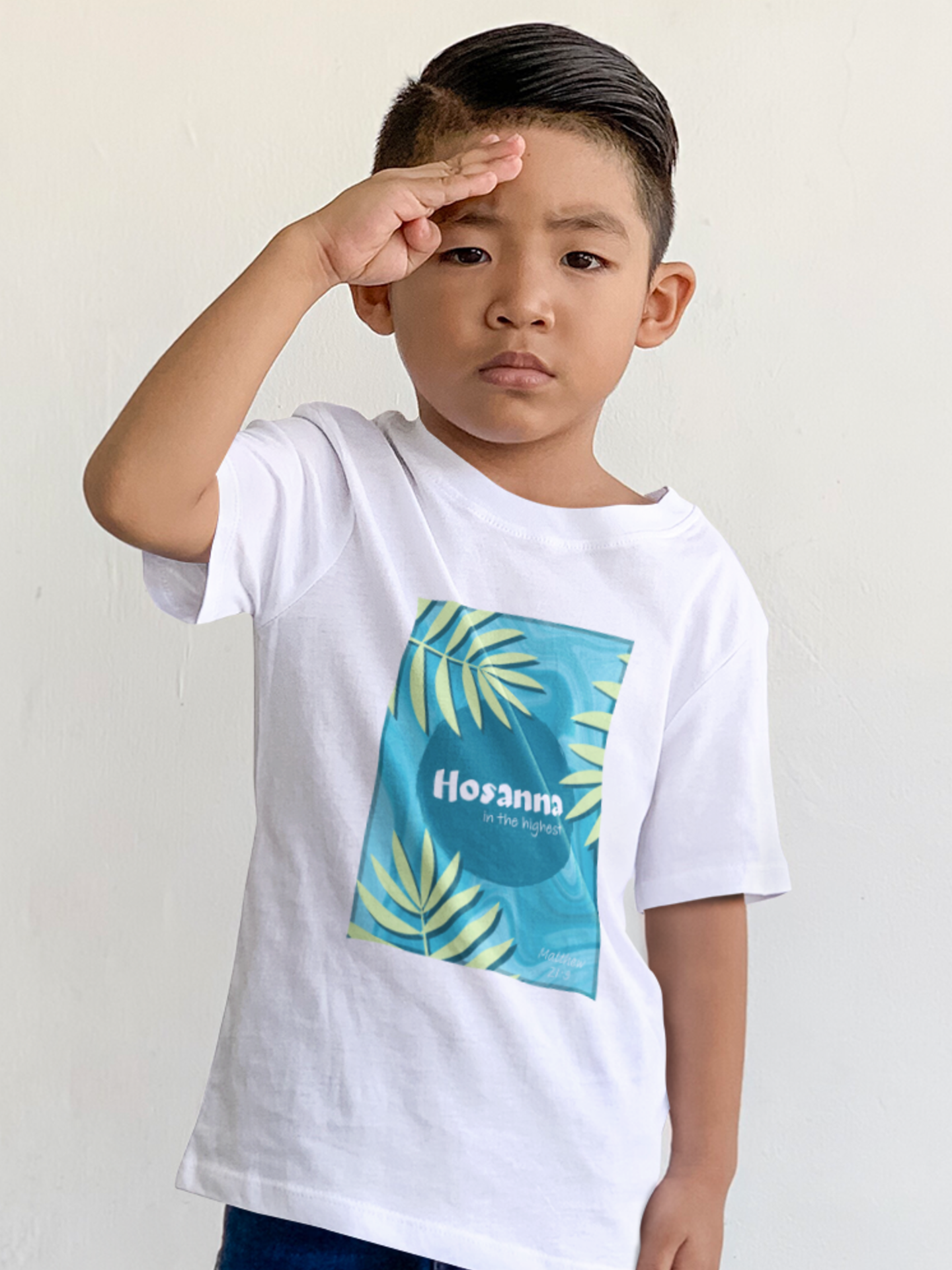 White "Hosanna in the highest" boys christian t-shirt