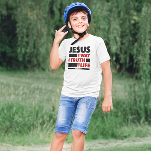 White "Jesus - Way, Truth and Life" boys Christian t-shirt