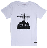 White “Stand firm in the faith” unisex christian t-Shirt