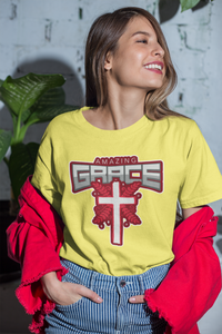 Yellow "Amazing Grace" women's christian t-shirt