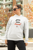 White "You are loved" unisex christian hooded sweatshirt