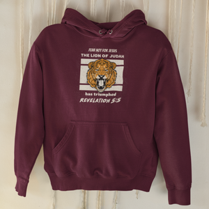 Maroon "Lion of Judah" unisex Christian hooded sweatshirt