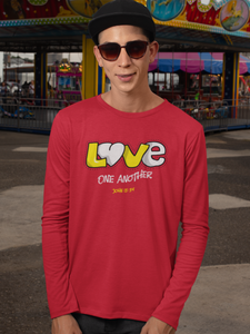Red "Love one another" Men’s full sleeve Christian t-shirt