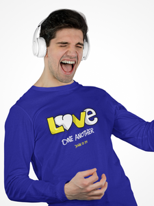 Royal blue "Love one another" Men’s full sleeve Christian t-shirt