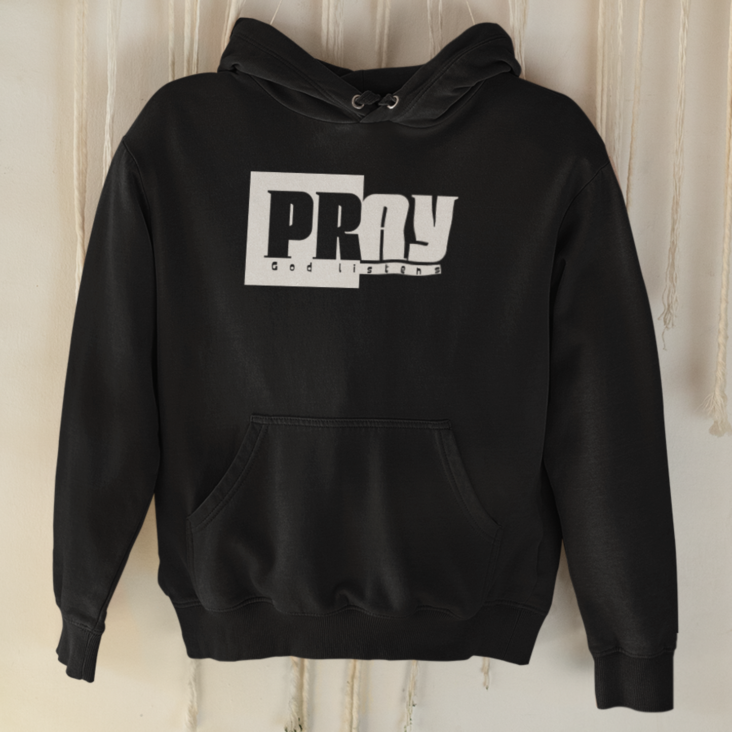 Black "Pray" unisex christian hooded sweatshirt