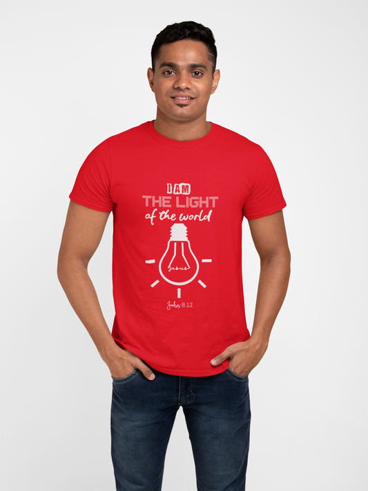 Scarlet Red “I am the light of the world” unisex Christian T-Shirt